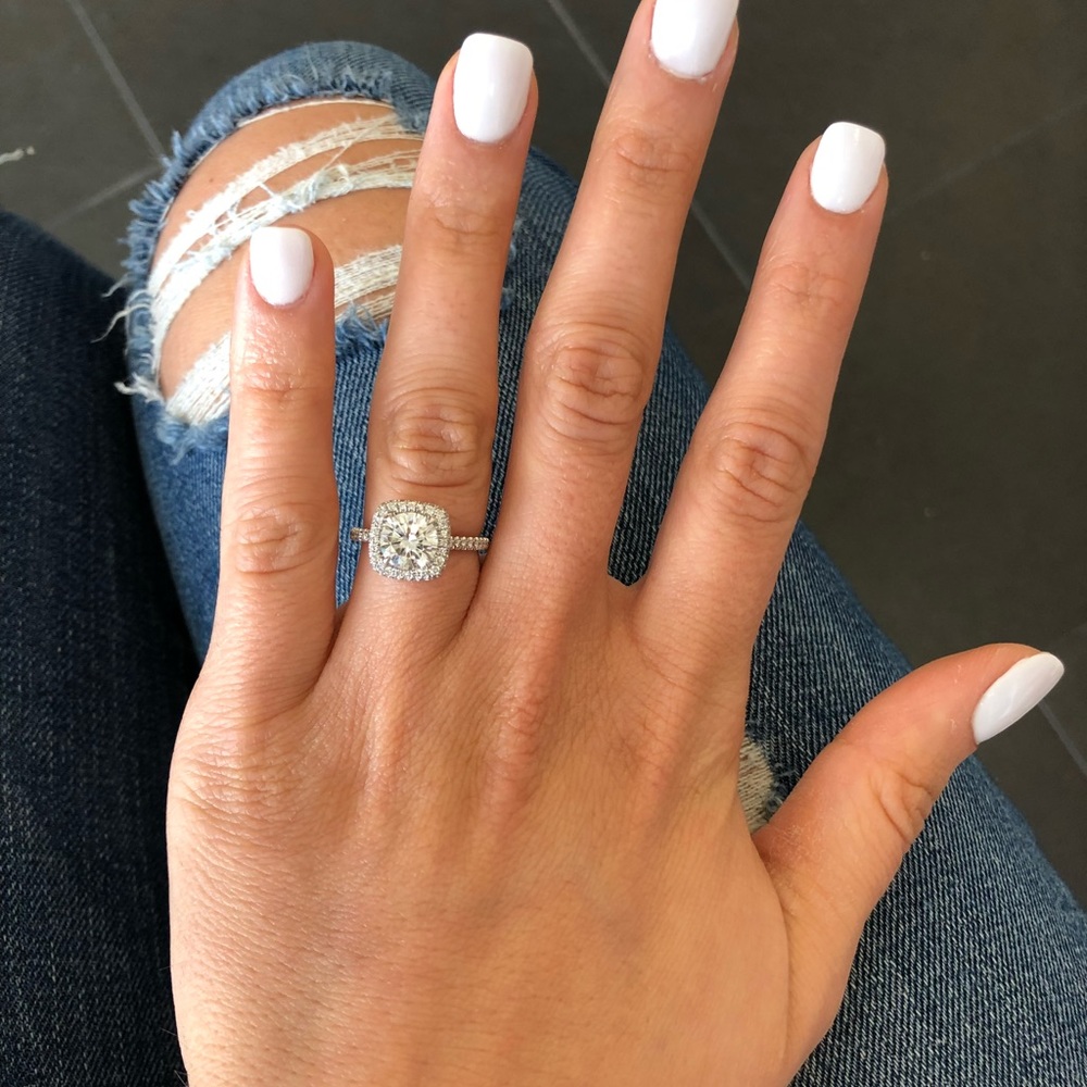 Lauren B Jewelry 14k white gold diamond and moissanite engagement ring